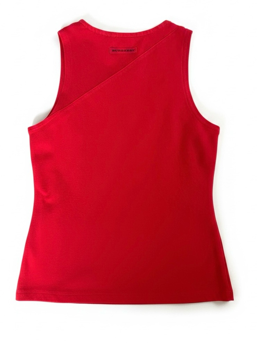 Burberry Red Sleeveless Asymmetric Trim Tank - Picture 3 of 7